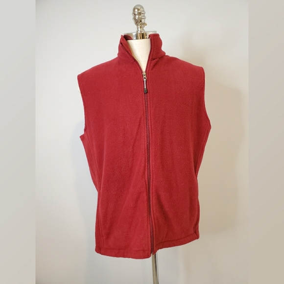 Woolrich Mens Red Fleece Zip Up Vest Suze XL - Picture 1 of 6